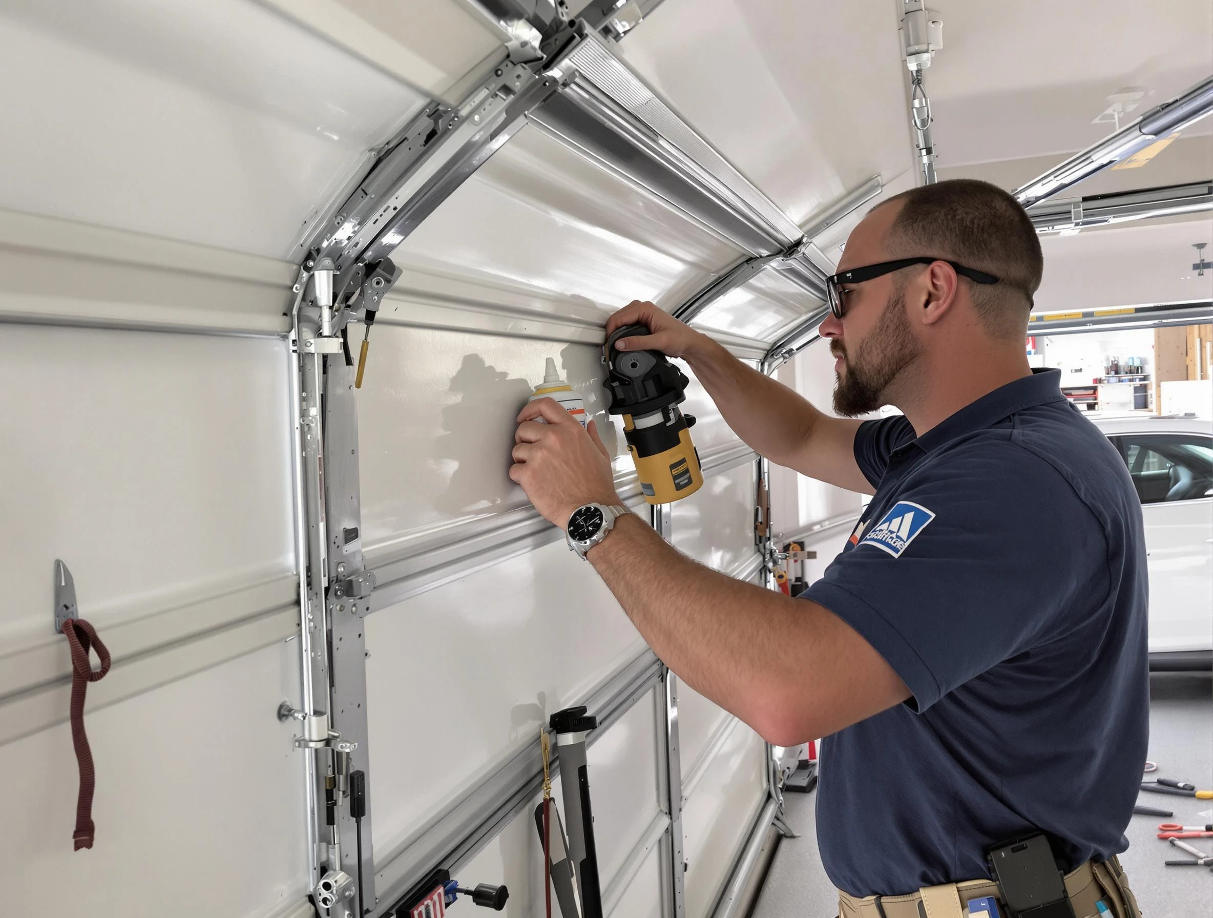 Springville Garage Door Repair technician quieting a noisy garage door in Springville