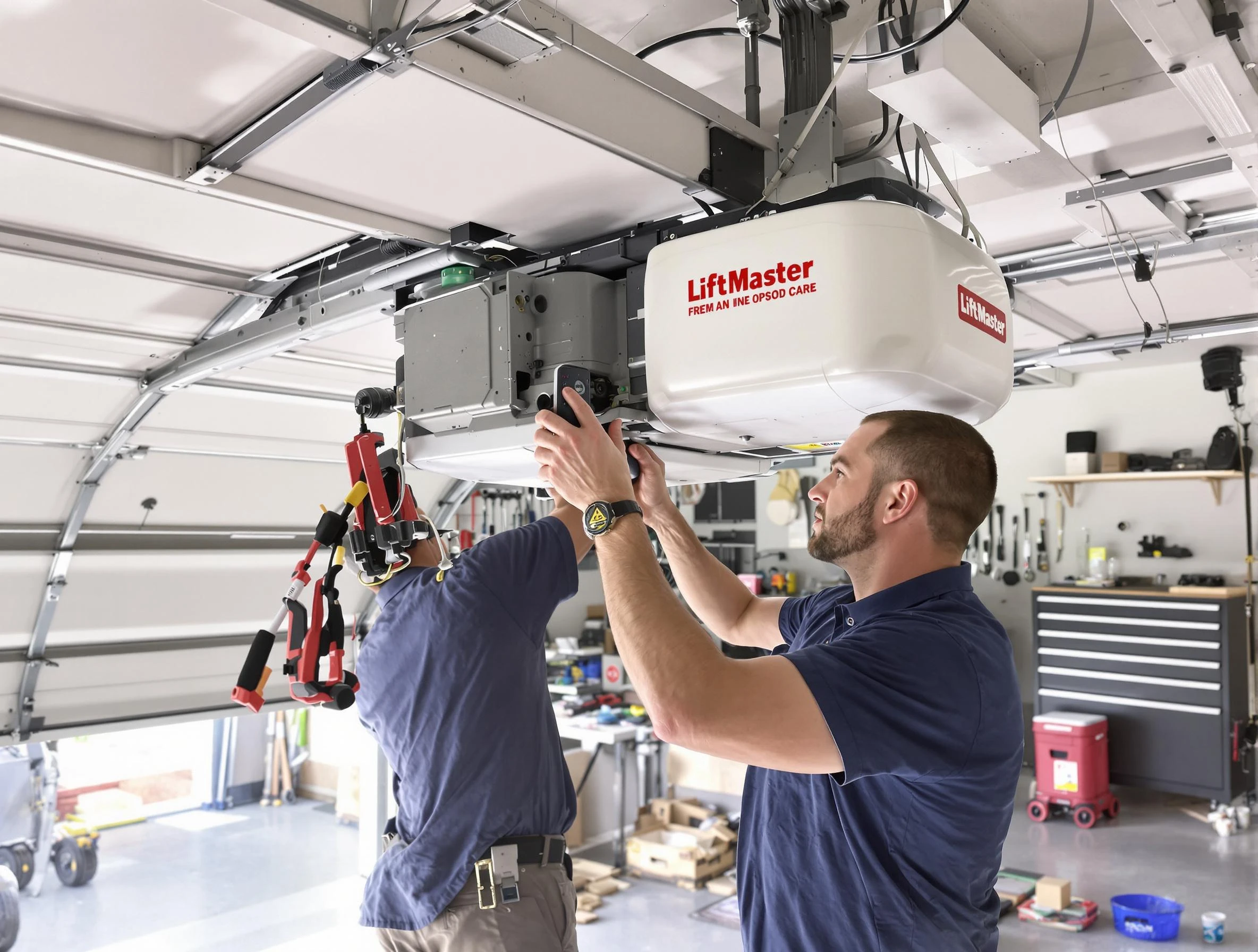 Springville Garage Door Repair technician performing advanced diagnostics on garage opener in Springville